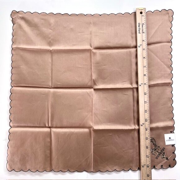 New Set of 2 GIVENCHY Handkerchief 18" CottonSsilk Brown beige Embroidered (32) - Picture 8 of 8